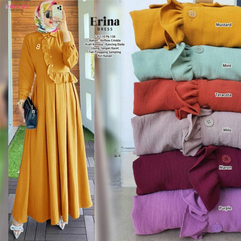 GAMIS CRINKLE REMPEL TERBARU GAMIS ERINA