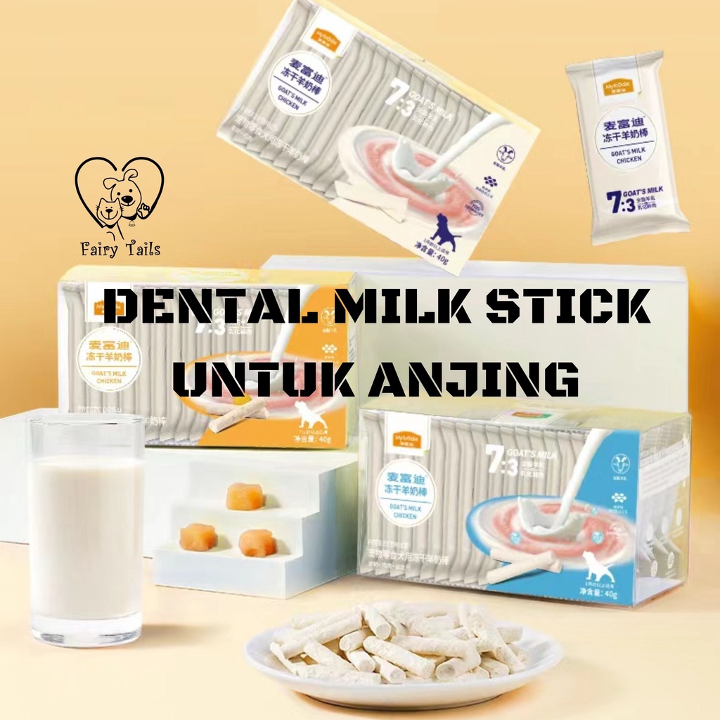 Dental Milk Stick Untuk Anjing Suplemen Bahan Susu Kambing dan Daging Ayam Segar Melalui Proses Emulsifikasi Cemilan Snack Sehat / Myfoodie Freeze Dried Dental Stick For Dog