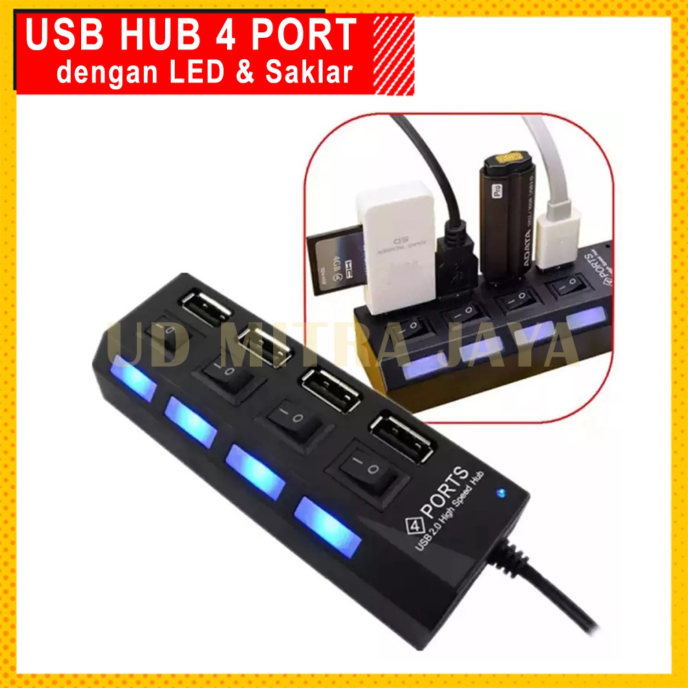 MJ| Saklar USB HUB LED 4 Port Sambungan 4in1
