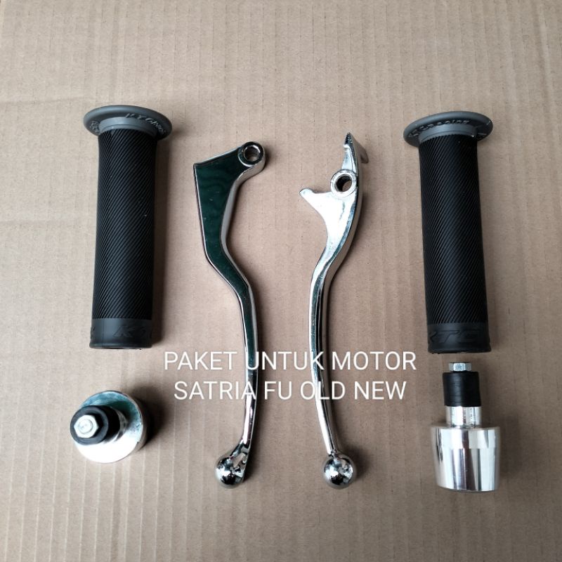 Paket Variasi motor PNP motor Satria fu old/new Handle rem full crome+Jalu stang crome+HANDGRIP Bulu Ktc