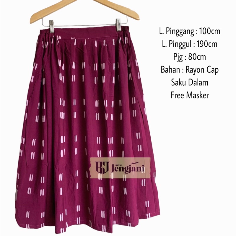 Rok Camelia | Rok Batik Jumputan Shibori Handmade | Rok Rayon Cap