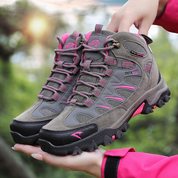 SEPATU GUNUNG WANITA - SEPATU HIKING - SNTA OUTDOOR 605 - BIRU + TALI / SEPATU GUNUNG WANITA -
