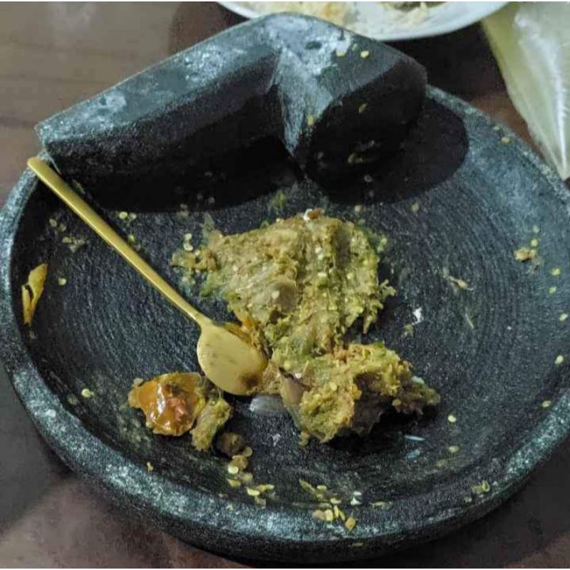 Terbaik Cobek Batu 26cm + Ulekan (100% Asli Batu Gunung)