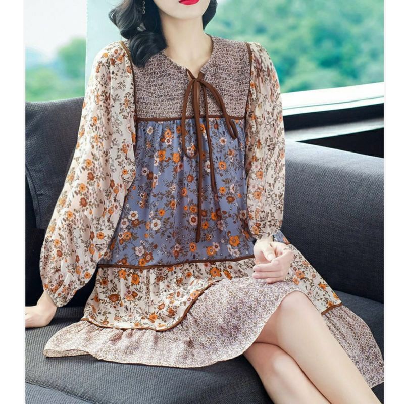 MDLV ~ 1815# Pjg Maldiva Long Sleeve Loose Dress Import