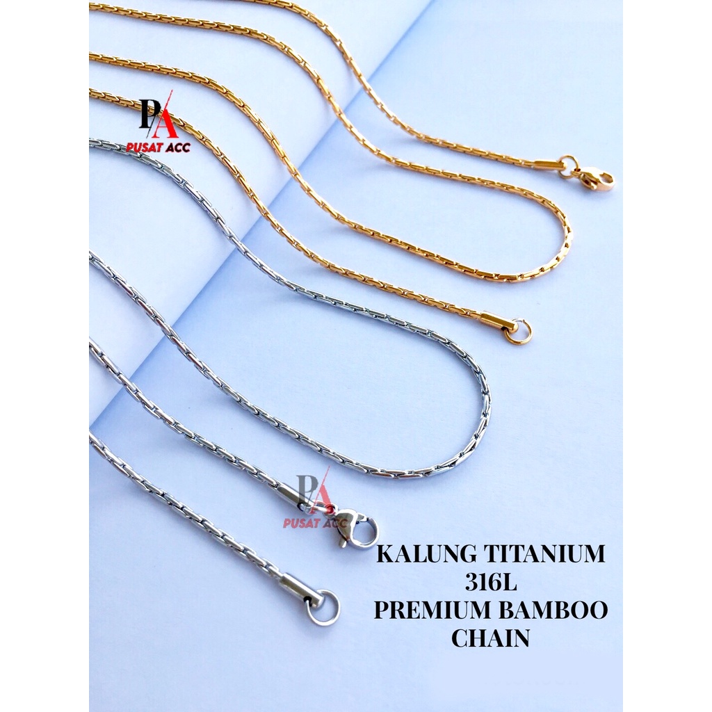 Kalung Rantai Titanium Stainless ROLO BAMBU Premium Chain Pria Wanita Anti Karat Kalung Rantai Pendant