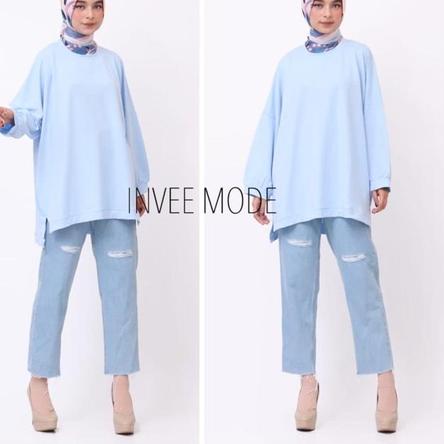 ATASAN BLOUSE BATWING JUMBO BIGSIZE OVERSIZE BABYTERRY SPANDEX - 1795 - Putih, 3L