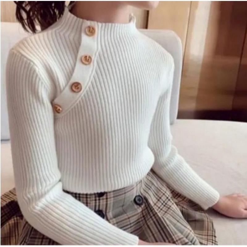 Baju Rajut Anak Turtleneck baris kancing - Sweater Anak - Cardigan Anak Korean Style