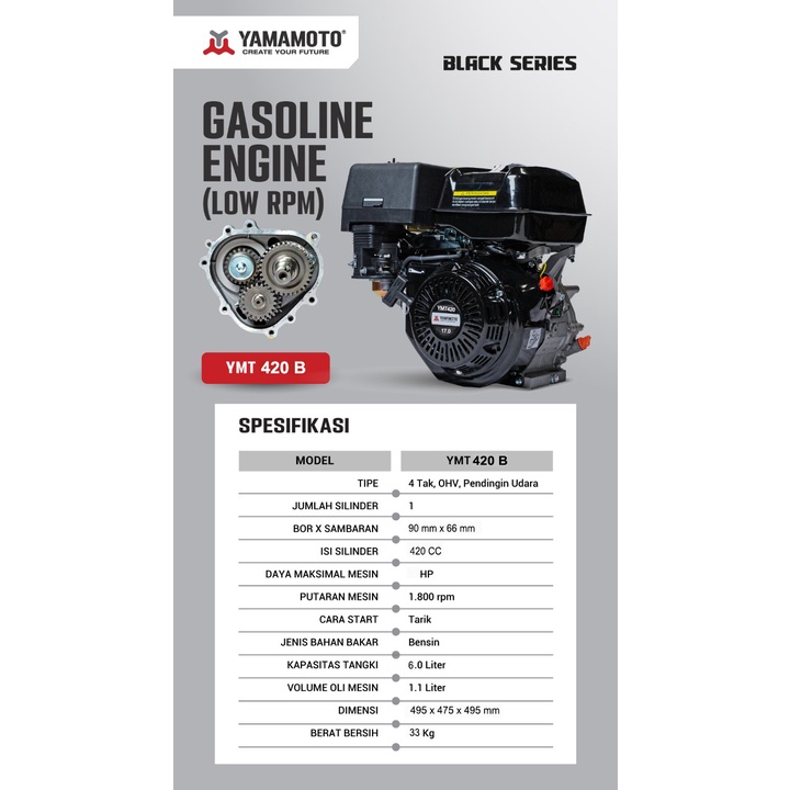 Mesin Penggerak Bensin Serbaguna Atau Gasoline Engine Gx 420 Yamamoto Putaran Lambat Manual Dan Elek