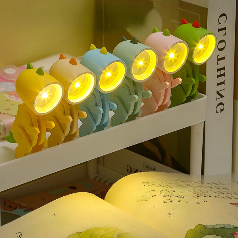 Lampu Baca LED Tenaga Baterai Bentuk Dinosaurus Untuk Kamar Tidur Anak