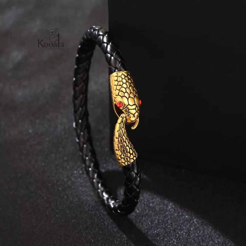 Gelang Kulit Ular Kepala Sanca Pria Gaya Casual Terbaru Vintage GK6