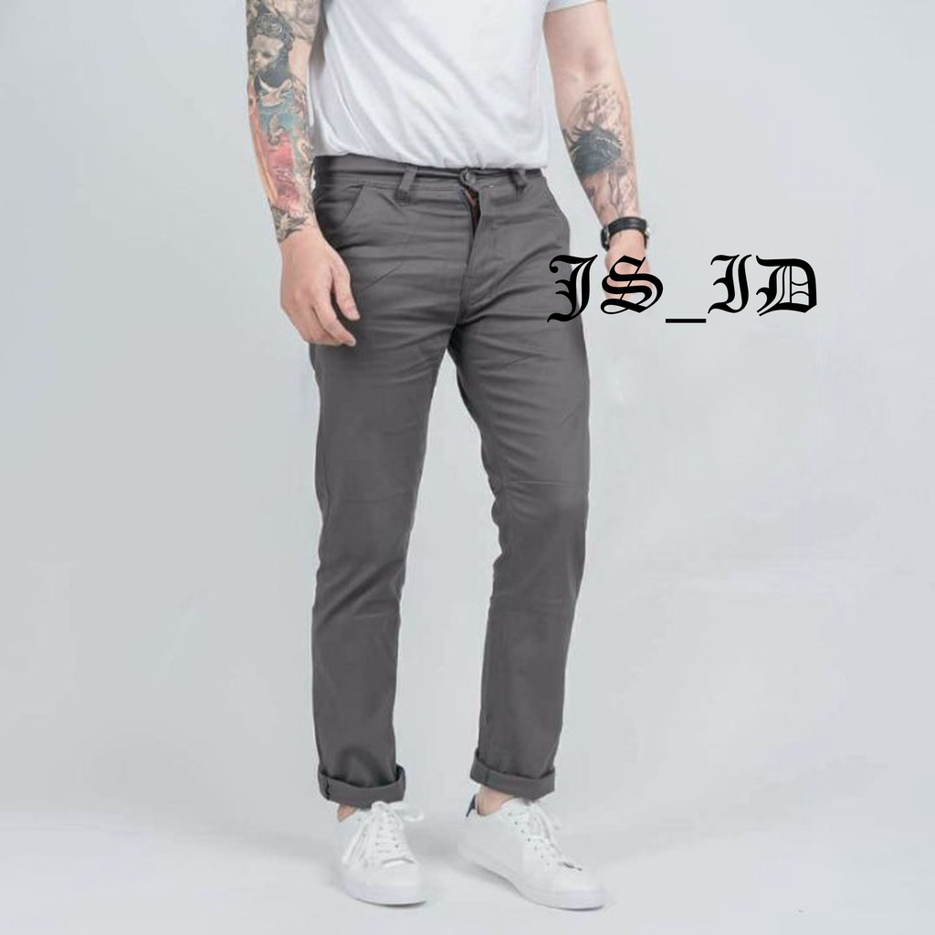 Celana Chino Panjang Pria Slimfit Katun Strecth Melar Cocok Buat Kerja Harian