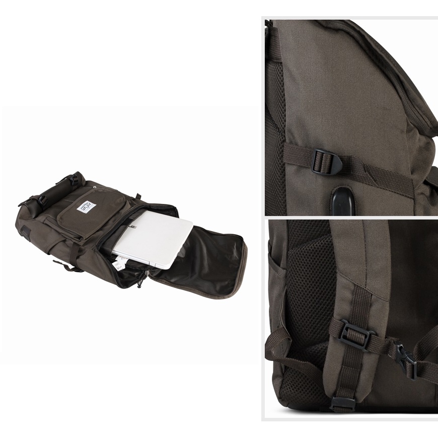 GALARDO BROWN ORIGINAL x ATVA ATVA Tas Ransel Casual Coklat Pria Daily Backpack Kuliah Kampus Kerja Kantor Sekolah SMA SMK Remaja Dewasa Tas Punggung Laptop Ukuran Besar 14 15 16 Inch Bagpack Distro USB Charger Premium Outdoor Travel Traveling Bag Branded