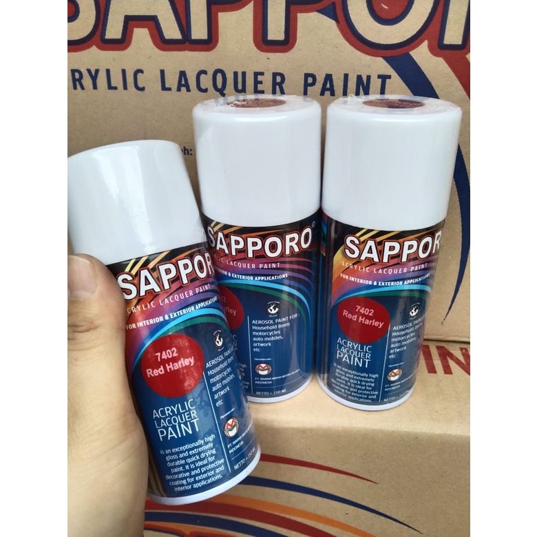 saporo acrylic lacquer paint pilok pilox cat spray sapporo 150ml saporo 7402  red harley merah metallic metalic merah harley metalik 150ml