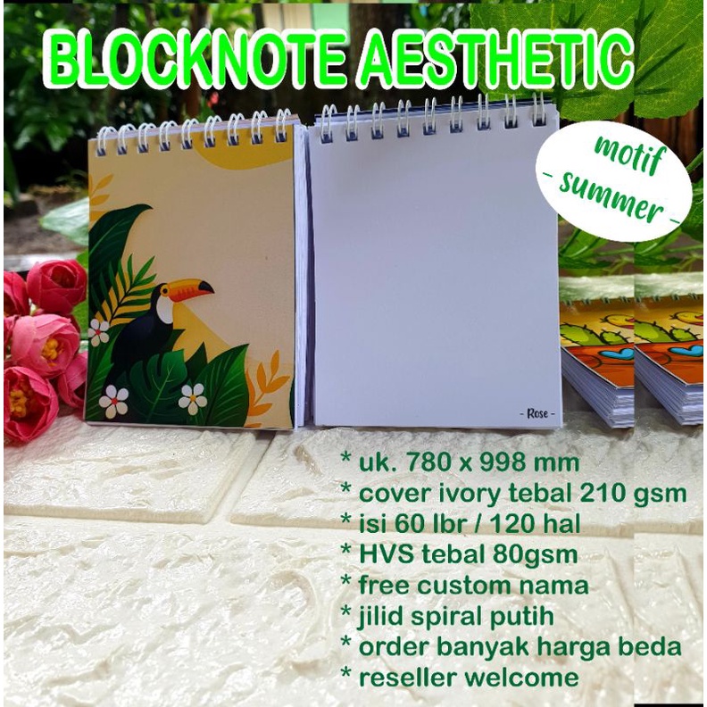 

notebook ring A7 blocknote aesthetic motif summer