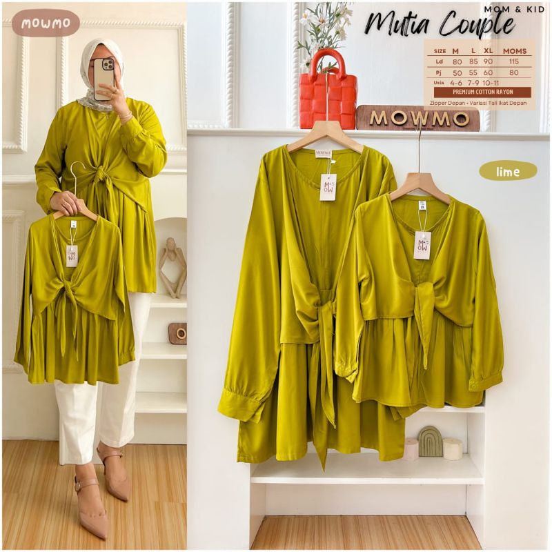 Mutia Couple Talia Couple Moms and Kids By Mowmo Atasan Blus Kembaran Ibu dan Anak Blouse Polos