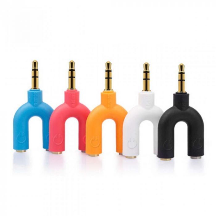 Audio Splitter U Shape 2in1 Jack 3.5mm to Dual Female Headset + Mic 2 Lubang Colokan Microphone hp