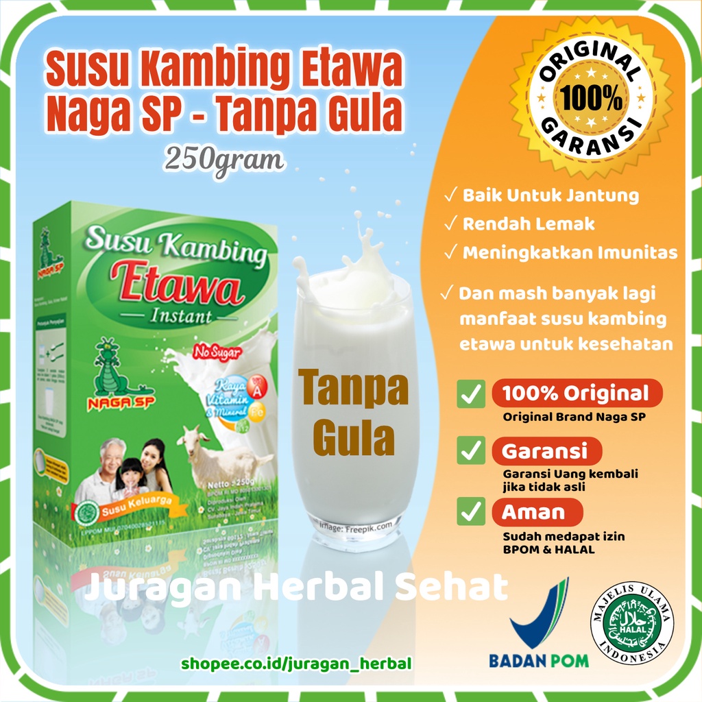 

Susu Bubuk Kambing Etawa Asli Sehat Tanpa Gula Original Naga SP 250g