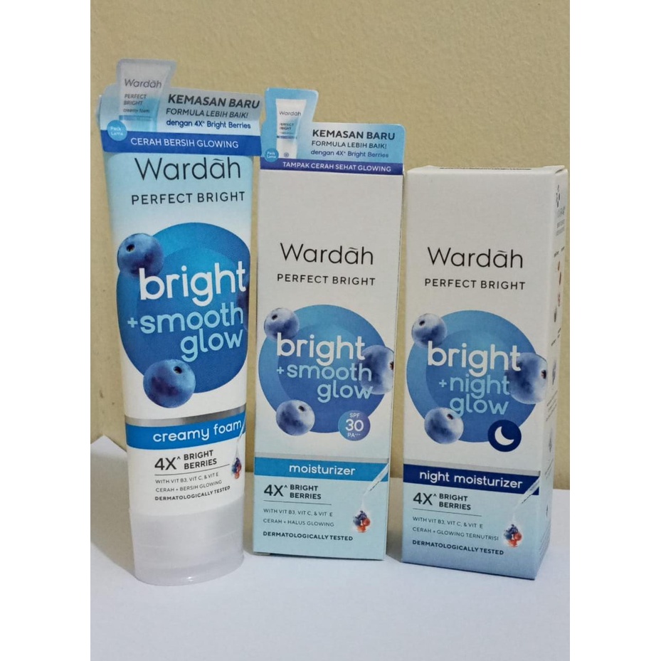 Wardah Paket Smooth Glow Perfect Bright Krim Siang dan Krim Malam+Sabun Wajah