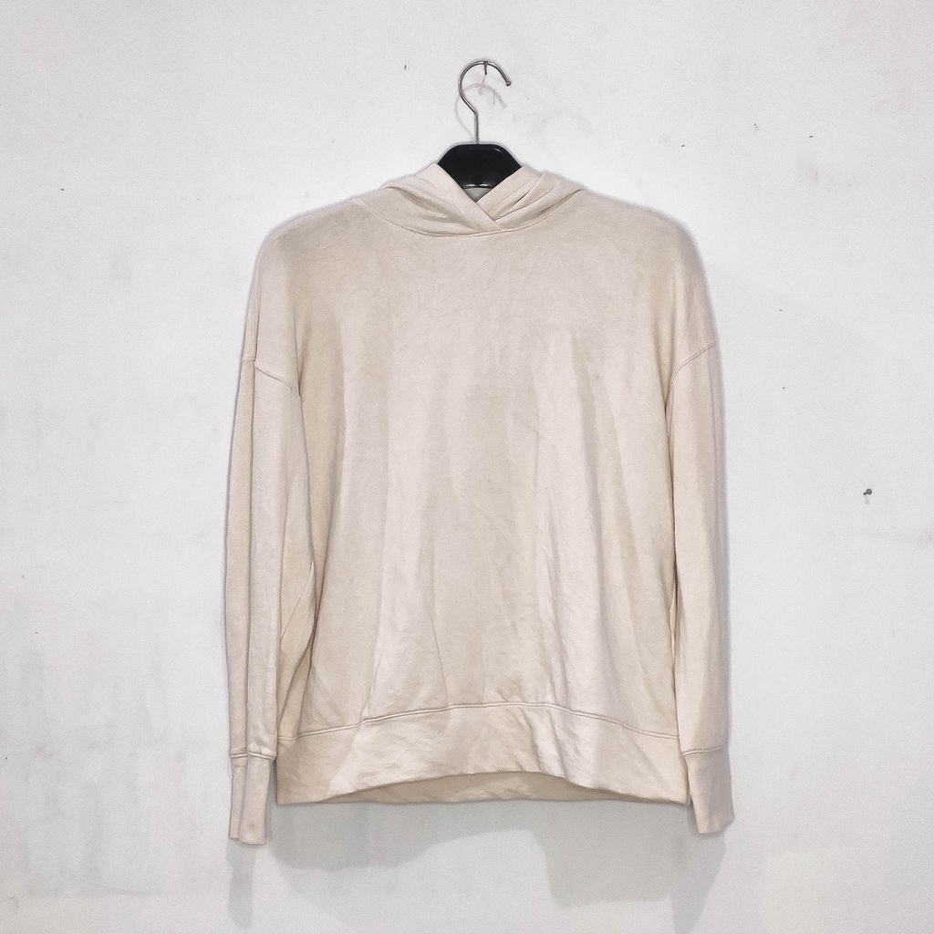 UNIQLO White Bone Sweatshirt Pullover Hoodie Jacket - Jaket Sweater Putih Tulang Unisex