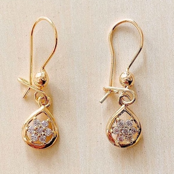 AOS Shop Anting Wanita / Giwang Wanita Rintik Bintang Zirconia Gold