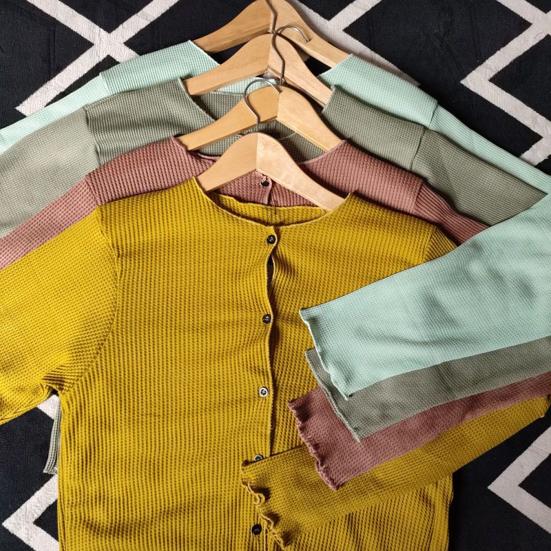 Cardigan Rajut Crop Waffle