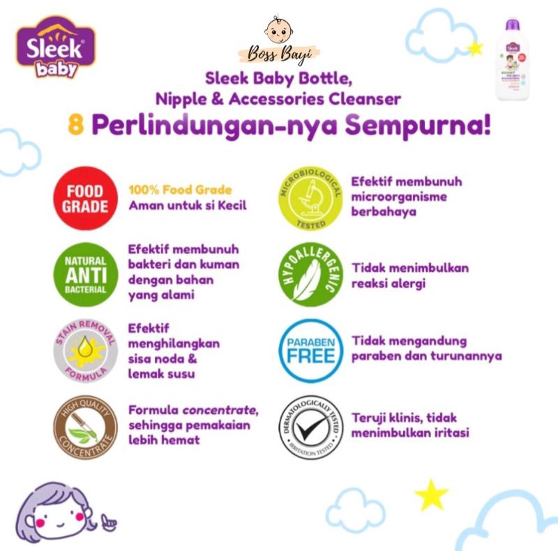 SLEEK Baby Bottle, Nipple, Accessories Cleanser / Pembersih Botol Bayi