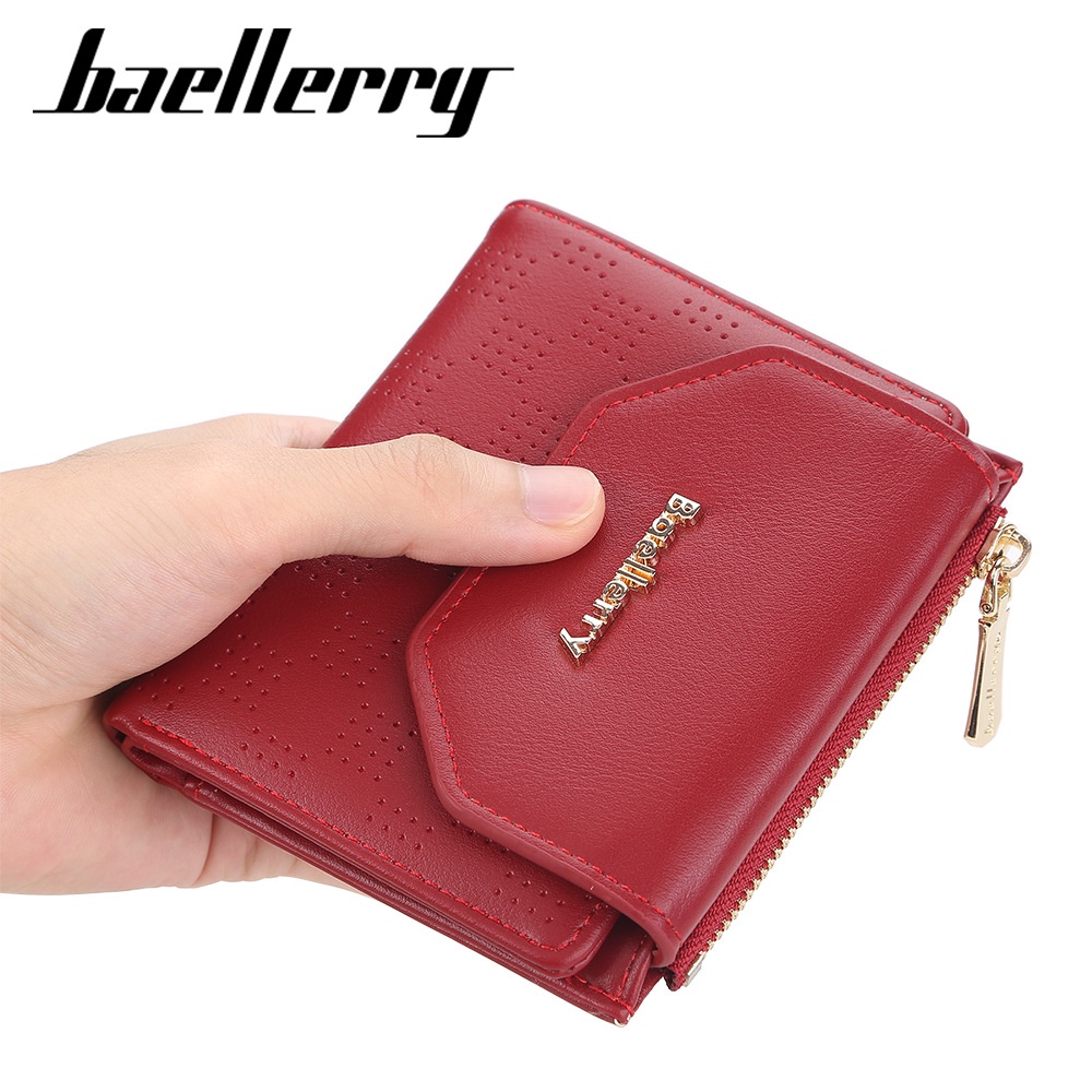 DOMPET LIPAT WANITA BAELLERRY WA614R1 ORIGINAL KECIL KULIT MERAH KELLEY REMAJA PREMIUM BRANDED FASHION  KEKINIAN IMPORT KOREA PENDEK KARTU RESLETING UANG KOIN MINI BATAM