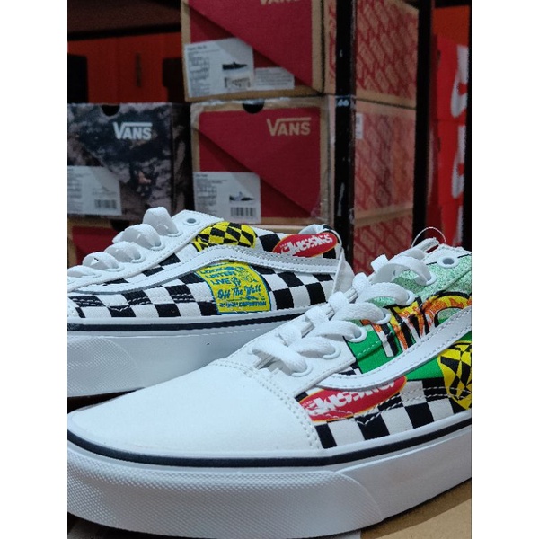 Vans Old Skool Collage Print White Original Resmi Navya