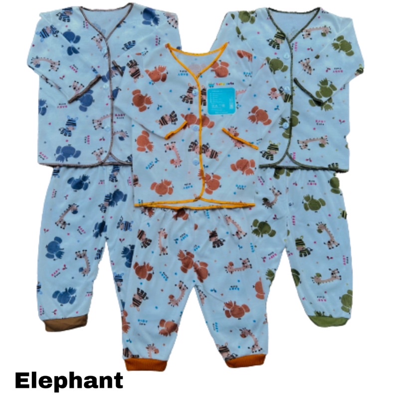 Stelan baju bayi panjang celana printing Newborn, 3-6 dan 6-12 bulan SNI 3stel promo 9.9