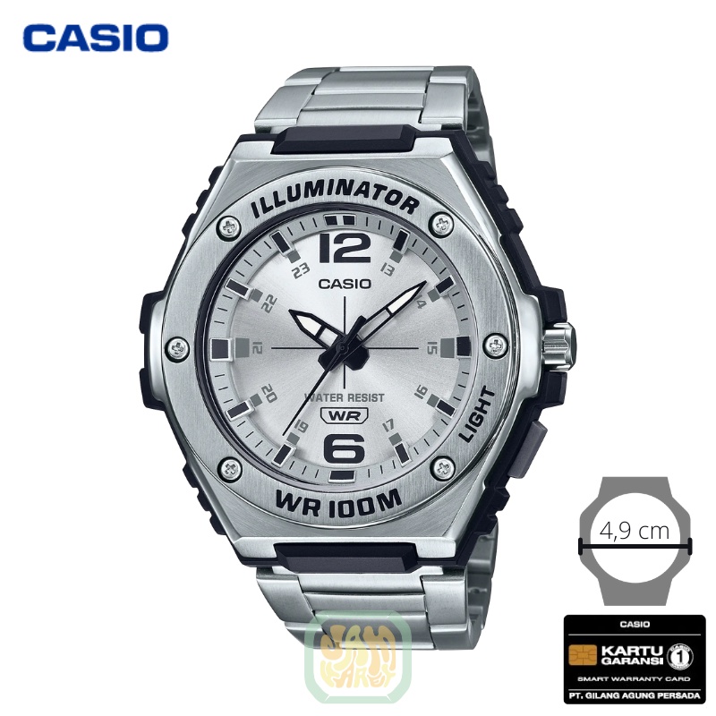 JAM TANGAN PRIA CASIO MWA-100HD-7A ORIGINAL - MWA 100HD 7AV SILVER STAINLESS STEEL