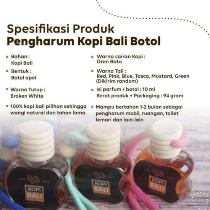 Pengharum Mobil Ruangan Pewangi Gantung 10ml Parfum Kopi Bali Botol Apel