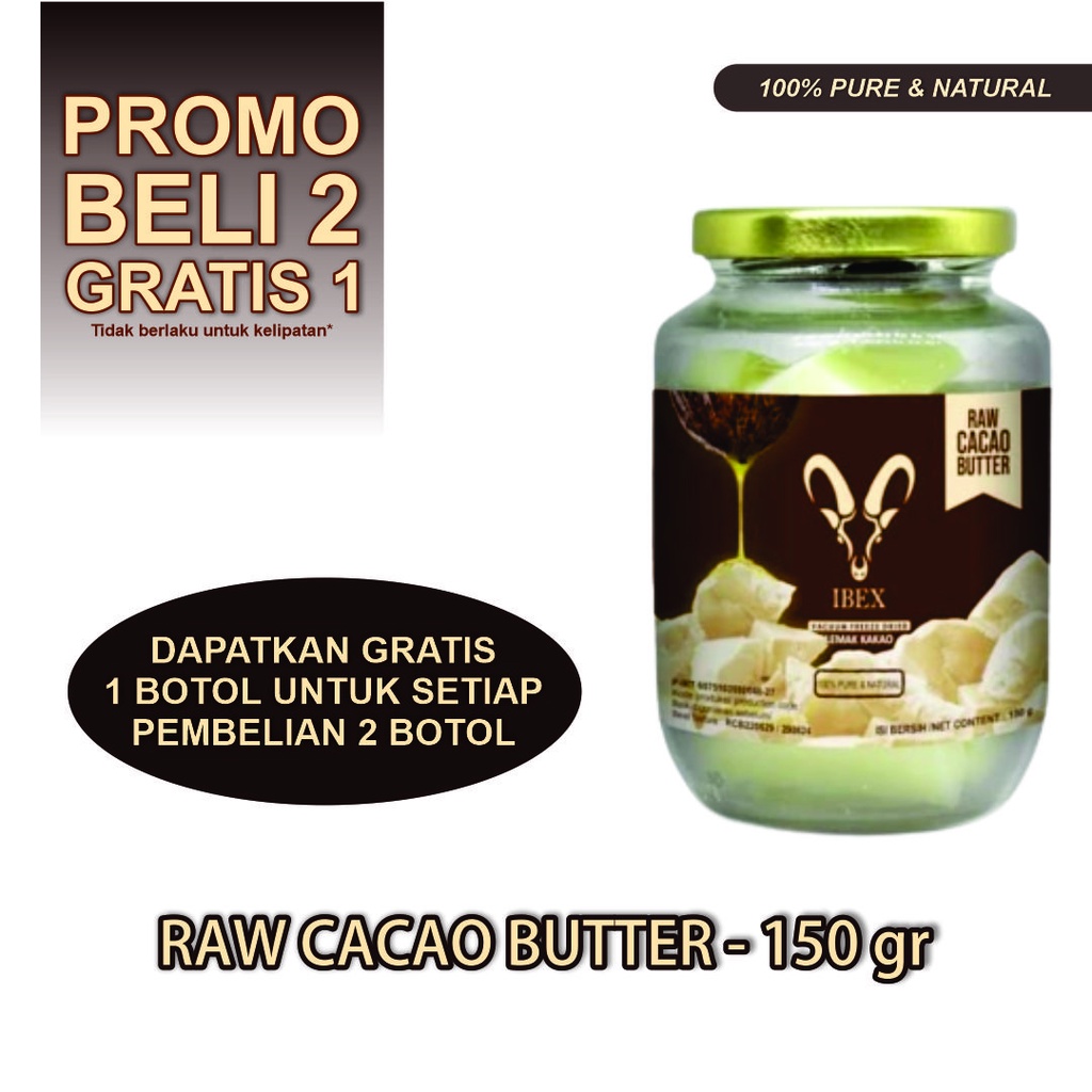 

Raw Cacao Butter / Lemak Kakao / Lemak Coklat Freeze Dried 150gr - IBEX
