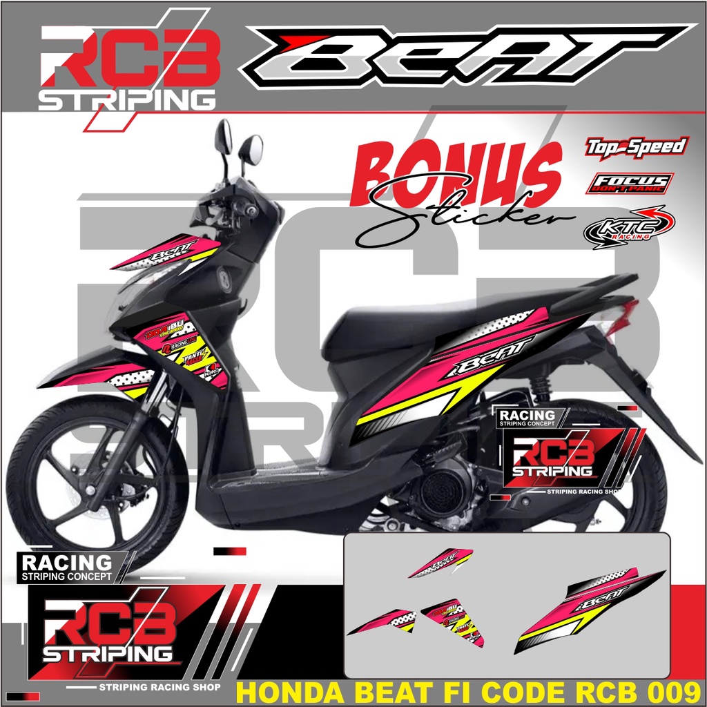 Sticker Striping Beat 2013 - 2015 / Striping Variasi List Honda Beat Fi New Desain Racing . RCB 009