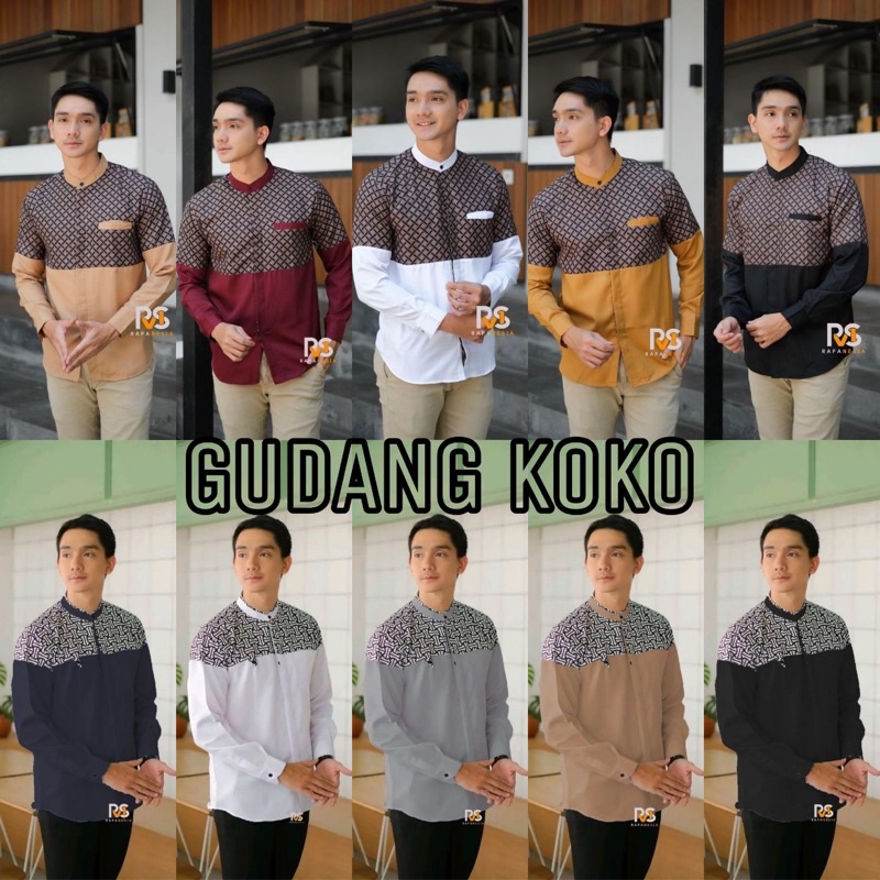 Baju Koko Pria Dewasa Lengan panjang Kombinasi Terbaru