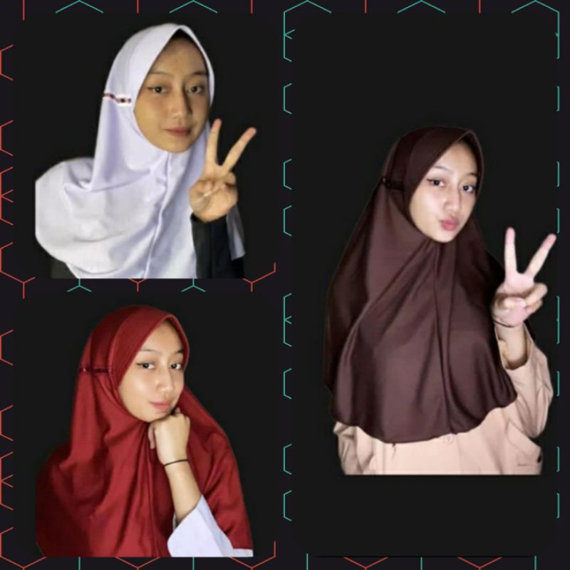 Kerudung Anak Sekolah Hijab/Jilbab Free Bordir Nama size SMP SMA