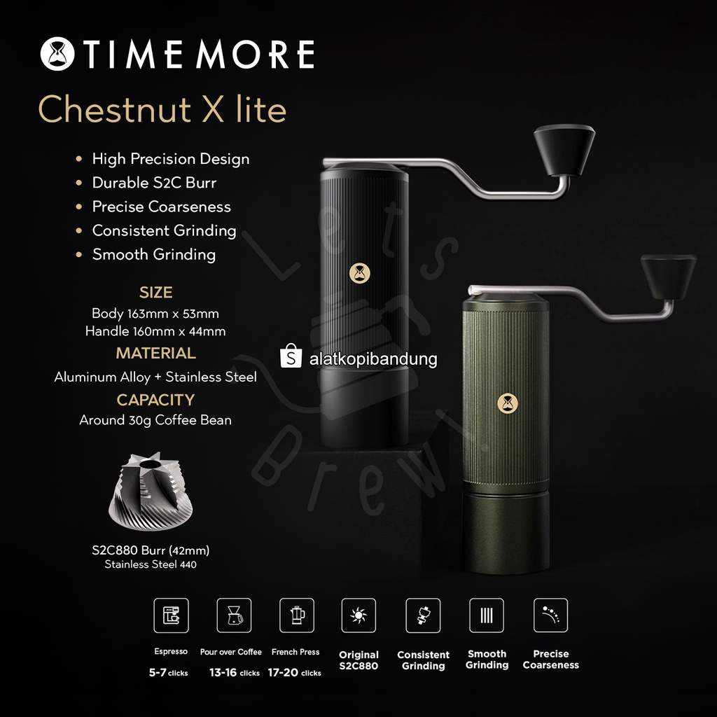 Timemore Hand Grinder Chestnut X Lite S2C Burr Alat GIling Kopi Manual