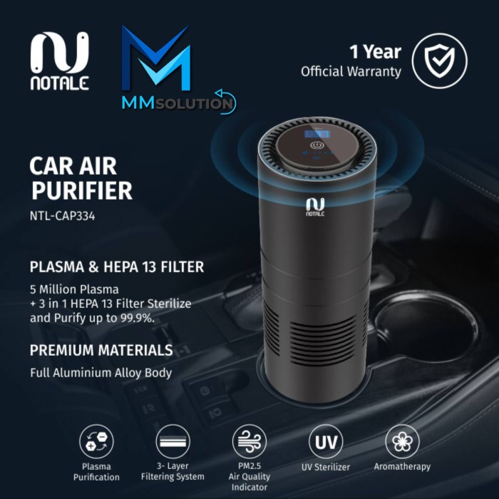 NEW Notale Portable Car Air Purifier UVC Plasma HEPA 13 Alt Xiaomi SHARP