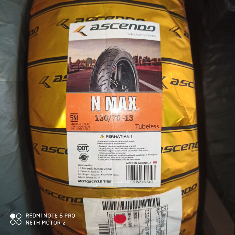 Ascendo - Nmax Ban Tubeless 110/70-13 & 130/70-13 Sepasang