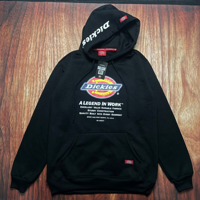 HOODIE DICKIES BLACK FULL TAG LABEL CASUAL HYPE FASHION PRIA