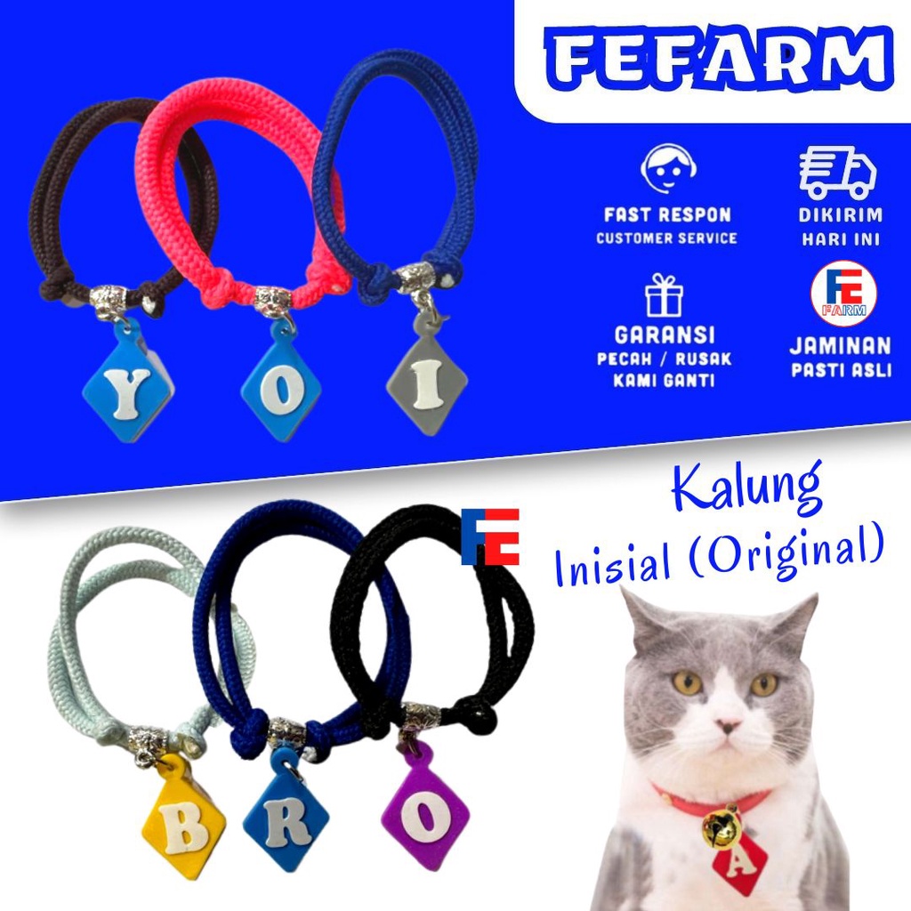 Kalung Kucing Custom Murah Inisial Nama Lonceng 14mm FEFARM