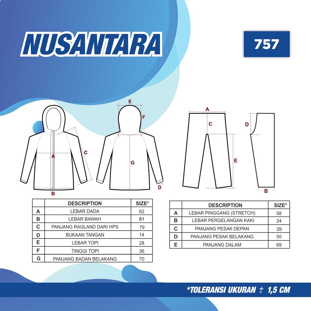 IDOLAKU Jas Hujan Plevia Nusantara 757 Jaket Celana Nusantara 757 edisi khusus -Plevia Semarang