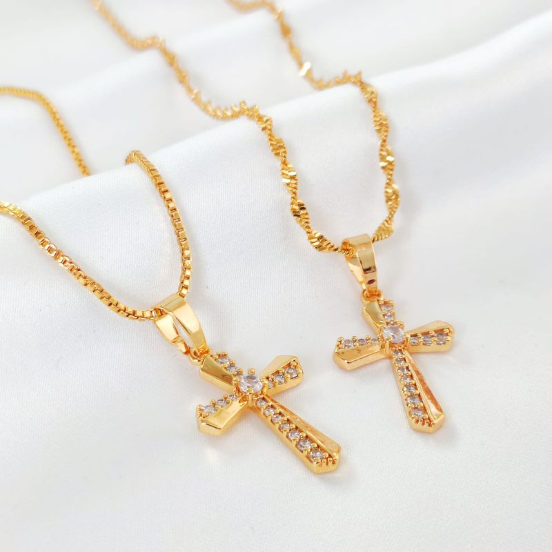 Kalung Salib Xuping Import Lapis Emas 18k