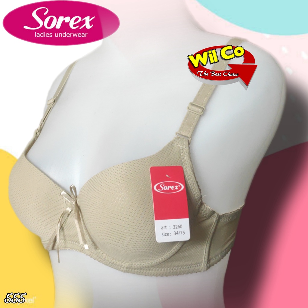 K555 - BRA/BH WANITA SOREX ADA KAWAT BUSA TIPIS EXTRA COMFORT SIZE 32 - 38 CUP A