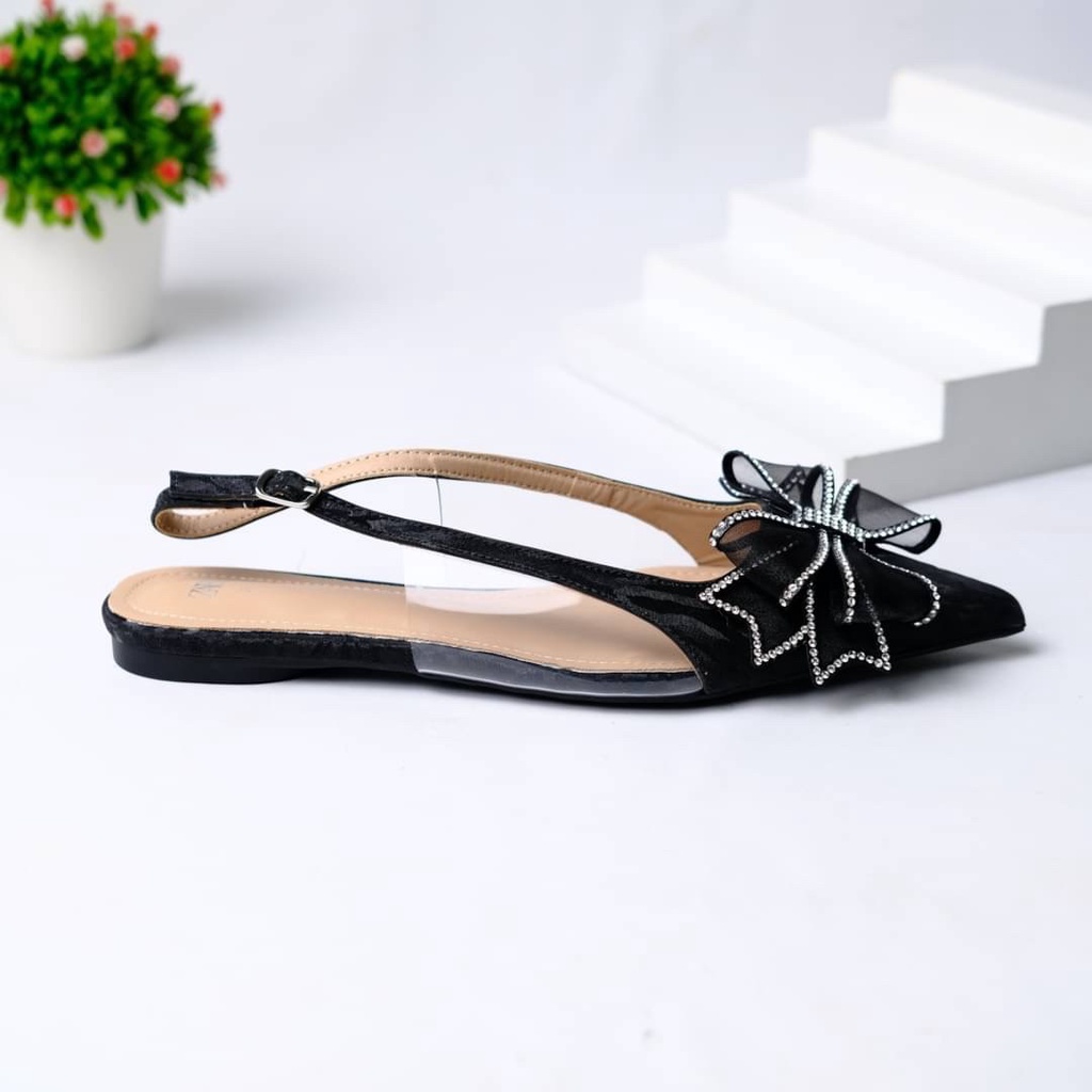 [7.7 Boombastis Sale⚡] - SEPATU WANITA PESTA FLAT SLING BACK ZS488 BRANDED PREMIUM IMPORT