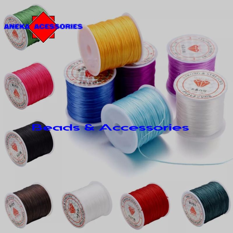 TALI BENANG KARET ELASTIS 60mtr BAHAN CRAFT GELANG KALUNG MANIK2