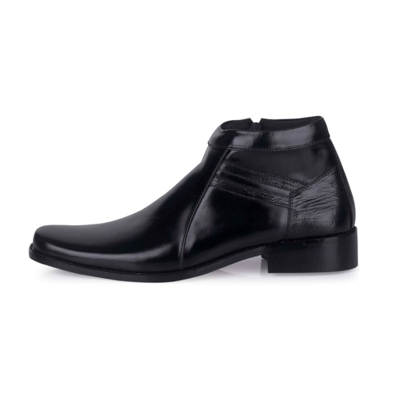 ORIGINAL - Oxford High FULL BLACK Terbaru Kulit Sapi Premium Asli | Sepatu Formal Pria Pantofel Tinggi Sleting Hitam Stylish Premium | Sepatu Distro Mils Premium Exclusive Modern | Sepatu Pantopel Fox Zipper Kasual Santai Kerja Kantor Series Street