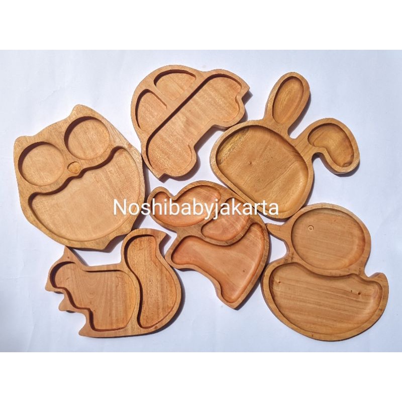 Piring Karakter Kayu Sekat Untuk Baby &amp; Anak Food Grade