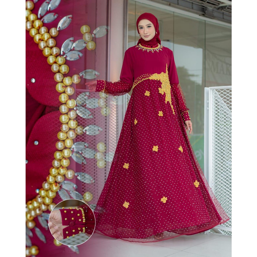 Permata Olshop / Kebaya Gamis Gavesa / Gamis Pesta Mewah / Gamis Kondangan / Gamis