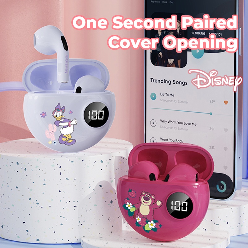 [100% Original ] Disney Mini Headset Bluetooth 5.3 TWS Earphone with Microphone  Digital Power Display