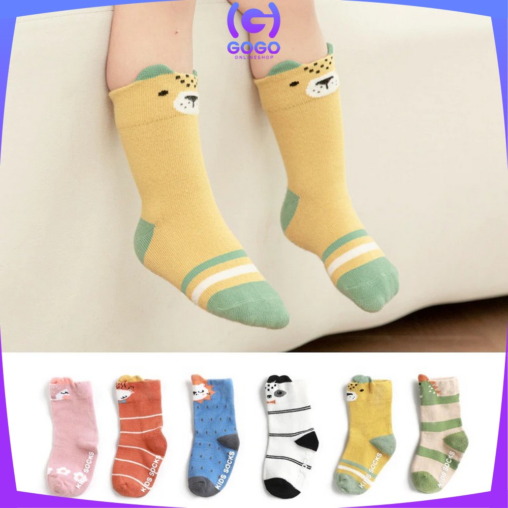 GOGO-P378 Kaos Kaki Anak Animal Sock 3D Kaus kaki Panjang Cute Karakter Hewan Anti Slip Bayi Unisex Kaus Kaki Korea Cewek Cowok